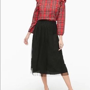 Black tulle dot midi skirt